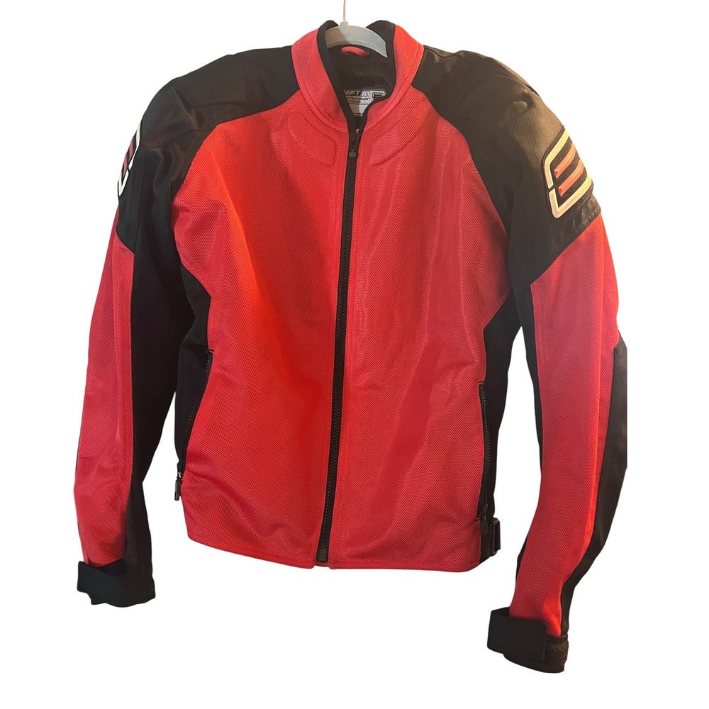 Shift Motorcycle ST Jacket Mens L Red Black Armored Padded Biker Coat Motorbike